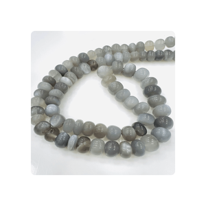 Alif, fabricante internacional, cuentas de piedra lunar gris Natural de alta calidad, cuentas lisas de 8-10mm, fabricación de joyas de hebra de 8 pulgadas - Product Image 3