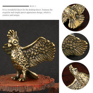 Escultura de Loro Dorado Volador de Latón Fundido, Decoración de Jardín para el Hogar, Loro de Lujo en Miniatura, Decoración de Interiores, Pequeña Estatua - Product Image 3