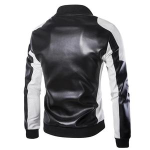 Veste noire et blanche personnalisée en gros avec fermeture à glissière Vestes en cuir pour hommes Matériau de haute qualité Tige pour hommes - Product Image 3