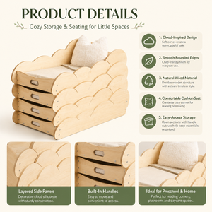 Lit d'enfant en bois Montessori avec design nuage, <span class=keywords><strong>mobilier</strong></span> de crèche pour les classes de maternelle, garderies et crèches - Product Image 2