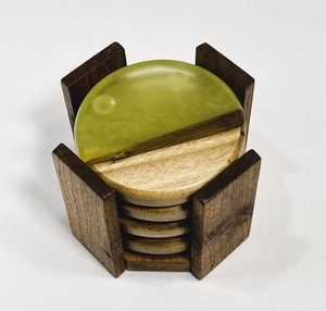 Ensemble de sous-verres de style classique moderne en bois avec résine époxy livraison gratuite pour la maison cuisine cadeaux d'anniversaire tapis et tampons pour boissons - Product Image 1