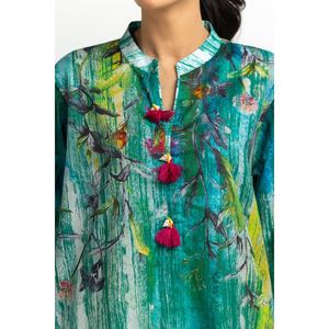 Élégant ensemble 3 pièces vert imprimé pour femme, longueur genou, orné de diamants, design tendance grande taille, idéal pour le bureau ou les dîners, disponible du XS - Product Image 4