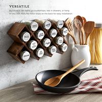 Venta caliente suministros de cocina ahorro de espacio estante de especias organizador de madera Natural Simple estante organizador de especias