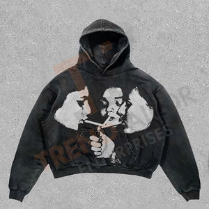 Sweat-shirt à capuche pour homme en coton lourd, personnalisable, de luxe, sans marque, taille plus - Product Image 2