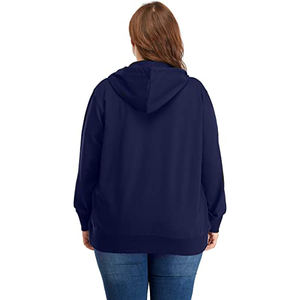 Sudadera con capucha para mujer, de color liso, cremallera térmica, forro polar, talla grande - Product Image 6