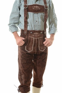Elegante Lederhosen bávaro, Kniebund Hosen, Hombres Ledersosen Trachten Lederhosen Pantalones de cuero con tirantes 2025 - Product Image 6