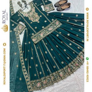 Lancement de sa propre vraie modélisation lourde fausse georgette avec séquence fantaisie bordure travail Gharara costume - Product Image 2