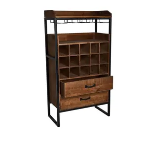 Commercial Hospitality Furniture Industrial <b>Wine</b> Rack Storage Cabinet with <b>Wooden</b> Storage Drawers - Product Image 1
