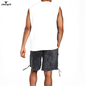 Pantalones cortos informales de alta calidad lavados con ácido, pantalones cortos de secado rápido de Color sólido teñido liso para hombres - Product Image 2