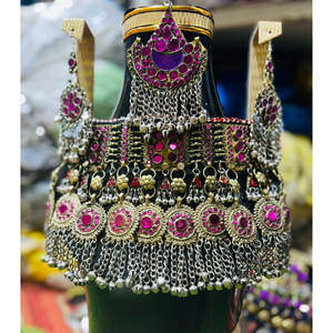 Produit vente chaude prêt à expédier ensembles de bijoux afghans vêtements de mariage et de fête Kuchi Vintage collier et boucles d'oreilles bijoux pour femmes - Product Image 6