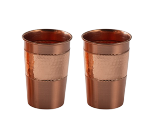 Juego de 2 uds. De vasos de cobre puro para la salud Ayurvédica sin laca, capacidad de 300ml para fiestas - Product Image 5