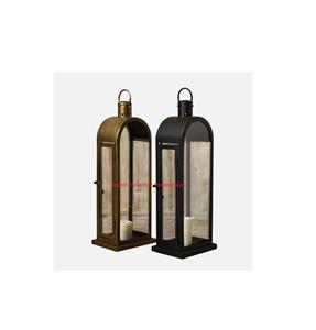 Lanterne à bougie en métal antique fabriquée à la main en fer et verre décor de table finition noire et bronze pour la maison et les événements intérieurs - Product Image 1