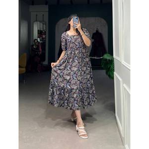 ชุดเดรสผ้าเรยอนฟอยล์สำหรับผู้หญิงชุดเดรสแขนสั้นผ้าเรยอนสำหรับใส่ในฤดูร้อนงานออฟฟิศ - Product Image 2