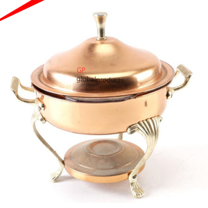 Plato de frotamiento dorado para buffet, calentador de exhibición de comida caliente, platos de chafado con acabado de cobre y acero inoxidable - Product Image 4