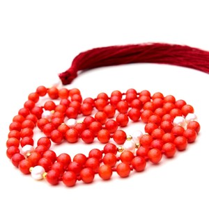 Venta al por mayor 2022 hecho a mano artista indio collares con cuentas Coral rojo perla oración cuentas diamante 108 anudado Mala regalo religioso - Product Image 5