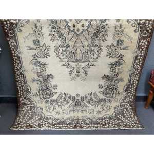 Tapis turc vintage 3,9x6,8 pieds, tapis persan brun - Product Image 2