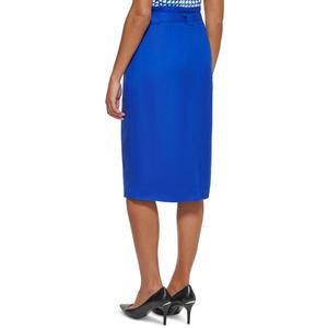 Gonna a tubino Calvin Klein da donna blu con cintura, taglia 14 Petite, vita regolabile, in lana, spandex e nylon, ricamata, stile semplice - Product Image 2