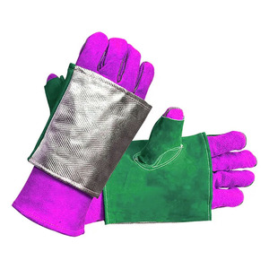 Guantes de soldadura de cuero de vaca de aluminio, guantes de soldadura ignífugos resistentes al calor a la abrasión resistentes al calor - Product Image 4