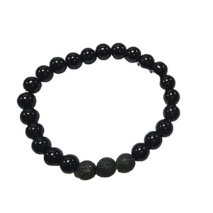 Bracelet en cristal Obsidienne noire et lave Perles rondes Bracelet 8mm Pierre précieuse Mode Cadeau homme et femme Énergie - Product Image 1