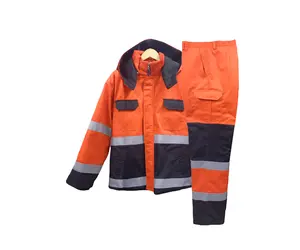 도매 맞춤형 로고 산업 겨울 작업복 세트 안전 작업복 2 조각 작업 안전 재킷 및 바지
