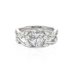 แหวนหมั้นมอสซาไนต์ทรงวงรีลายใบไม้บิดเกลียว Jeulia - Product Image 1