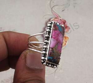 Oyster épineuse rose 10x14mm 3 bandes lunette Rectangle solide 925 bague en argent Sterling pour les femmes éternité Vermeil bijoux fins - Product Image 5