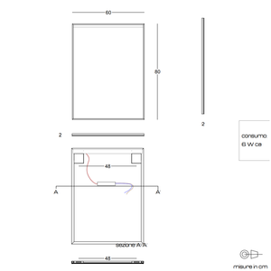 Miroir rétroéclairé par LED avec cadre en PVC 60x80 Catégorie de produit Miroir LED - Product Image 5