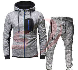 Chándal de fitness para hombres Ropa de gimnasio Conjunto de Jogger de dos piezas Traje de entrenamiento de manga larga Traje deportivo cómodo - Product Image 1