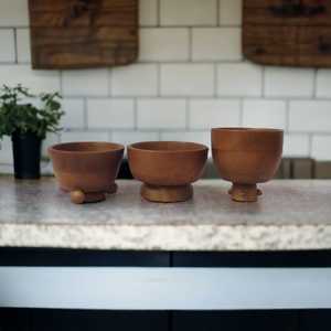 Service de vaisselle de luxe écologique en bois de manguier, bol à fruits pour salade brun rougeâtre fabriqué à la main, centre de table de cuisine - Product Image 5