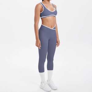 Conjunto Deportivo de Nailon para Mujer, Cintura Alta, Transpirable, de Secado Rápido, 2 Piezas, Traje Deportivo para Gimnasio, Fitness, Yoga, Entrenamiento - Product Image 5