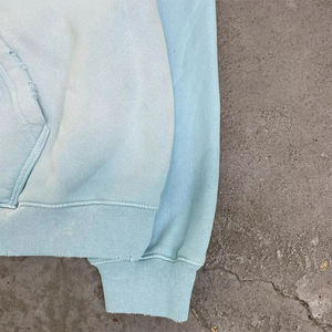 Venta al por mayor azul cielo cremallera Up Sun Fade ácido lavado sudaderas con capucha Puff impresión invierno peso pesado adultos sudaderas con capucha sudaderas - Product Image 6