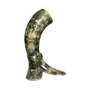 Produit artisanal européen authentique, corne à boire viking antique, corne de bœuf véritable, polie, sculptée, style animal, écologique, avec support - Product Image 4