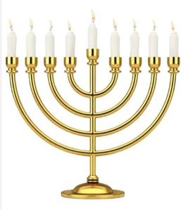 Menorah 7-Branch Brass Candle-Holders round Table <b>Top</b> Candelabra for Home Decoration Jewish Religions Hanukkah Tradition - Product Image 3