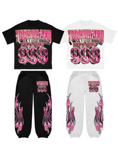 Conjunto Deportivo Unisex de Invierno con Capucha, Estampado, Informal, para Calle, 2 en 1, Transpirable, Ecológico, Ligero, de Poliéster/Algodón - Product Image 2