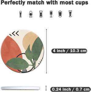 Classic Home Kitchen Cup Holder Custom Shape Round <b>Marble</b> <b>Coaster</b> with Brass Inlay Mats & Pads - Product Image 2