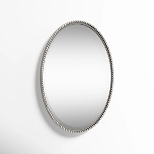 Classic Gold Metal Framed Square <b>Mirror</b> Bevel Glass Pearl Rim Design Art Deco Wedding Entryway Wall Decor - Product Image 3