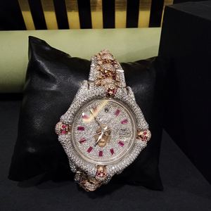 Top Hip Hop inspiré mode glacé acier inoxydable montre hommes verre bande analogique cadran affichage - Product Image 3
