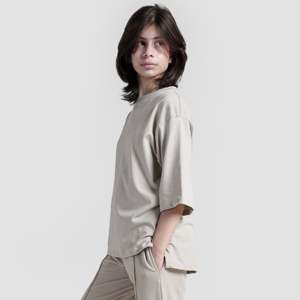 002 Comfy Beige Cotton <b>Shirt</b> Vintage Retro <b>Y2K</b> Style Asymmetrical Collar Button Knitted Short XL for Party Outwear Summer - Product Image 3