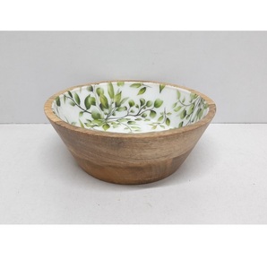Unique Design Wooden and Meena Work Kitchenware Bowl Great Quality Round Shape Solid Wood Tabletop <b>Dinnerware</b> Serving Bowl - Product Image 1