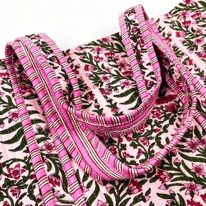 Traditional Eco-Friendly Women's Lady 100% Pure Cotton Tote Bag <b>Baby</b> for Floral Print Handmade Quilted 18" Lightweight Inner - Product Image 3