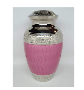 Large Silver with Pink Enamel Urn for Adult Pet <b>Dog</b> Ashes Funeral Cremains <b>Memorial</b> - Product Image 1