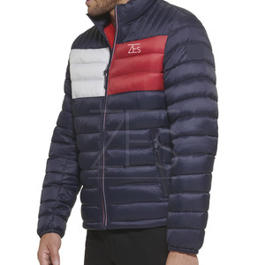 Veste matelassée pour homme en polyester 100% avec logo personnalisé sur le devant, col montant, imperméable, coupe-vent, respirante, pour usage extérieur, vente en gros - Product Image 2