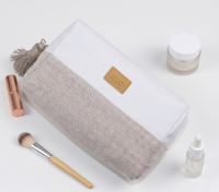 Trousse à cosmétiques de luxe en bambou et jute Pochette à maquillage biodégradable réutilisable et durable naturelle