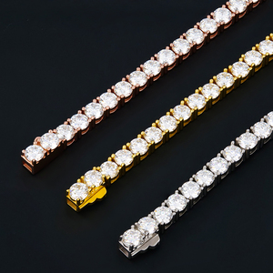 Luxury Hip Hop <b>Men</b> Women Iced Jewellery Chain 925 <b>Sterling</b> <b>Silver</b> Rhodium Plated Moissanite Tennis <b>Bracelet</b> 2-6mm GRA Certified - Product Image 3