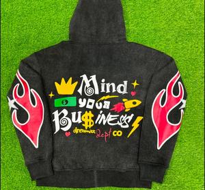 Sudadera con capucha ecológica para hombre con cremallera completa, sudaderas con capucha de lana de algodón con logotipo personalizado para hombre, ropa de calle sostenible, sudaderas blancas - Product Image 4