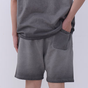 Oversize Cotton 2-Piece Acid Washed Summer Casual Wear Wholesale Sun Fade Printed T-Shirt and <b>Short</b> Sleeved <b>Shorts</b> - Product Image 3