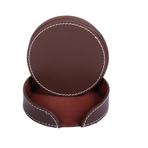 Top-Demanding Set of 4 Soft Genuine Leather <b>Drink</b> <b>Coasters</b> Handmade around Various Cups Real Leather - Product Image 2
