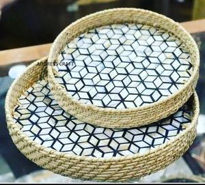 Nuevo diseño hecho a mano con incrustaciones de hueso forma rectangular bandeja para servir vajilla superventas bandeja de té y café bandeja de comida Vintage - Product Image 5