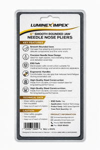 Alicates de Punta de Aguja de Precisión de Acero Inoxidable de 6 Pulgadas Weller Erem 2411P |   Mandíbula Redondeada y Suave |   Seguro contra Descargas Electrostáticas |   MagicSense Serie 2400 - Product Image 6