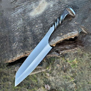 Cuchillo de cocina forjado de acero de Damasco personalizado de alta calidad con mango de envoltura de cuero de acero inoxidable hecho a mano - Product Image 1